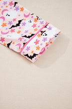 Pink Halloween Eve Haunted Honey Bat Print Pajama Set