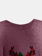 Blue Zone Planet |  Full Size Reindeer Round Neck Long Sleeve T-Shirt