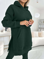 Cozy & Stylish: Women's Fashion Solid Color Hoodie and Lined Leggings Two-Piece Set for Spring/Fall
