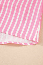 Pink Stripe Buttoned Front Long Sleeve Top and Pants 2 Piece Sleepwear