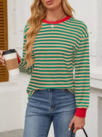 Striped Long Sleeve Casual T-Shirt