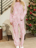 Christmas Tree Nutcracker Print Top and Pants 2pcs Lounge Set
