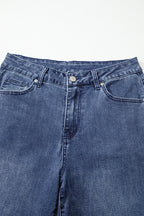 Dirty blue High Waist Button Zip Fly Bell Bottom Jeans
