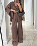 Women's Casual V-Neck Top and Matching Pants Two-Piece Set for Daily, Holiday, and Going Out