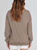 Blue Zone Planet |  Mock Neck Drop Shoulder Long Sleeve Sweatshirt