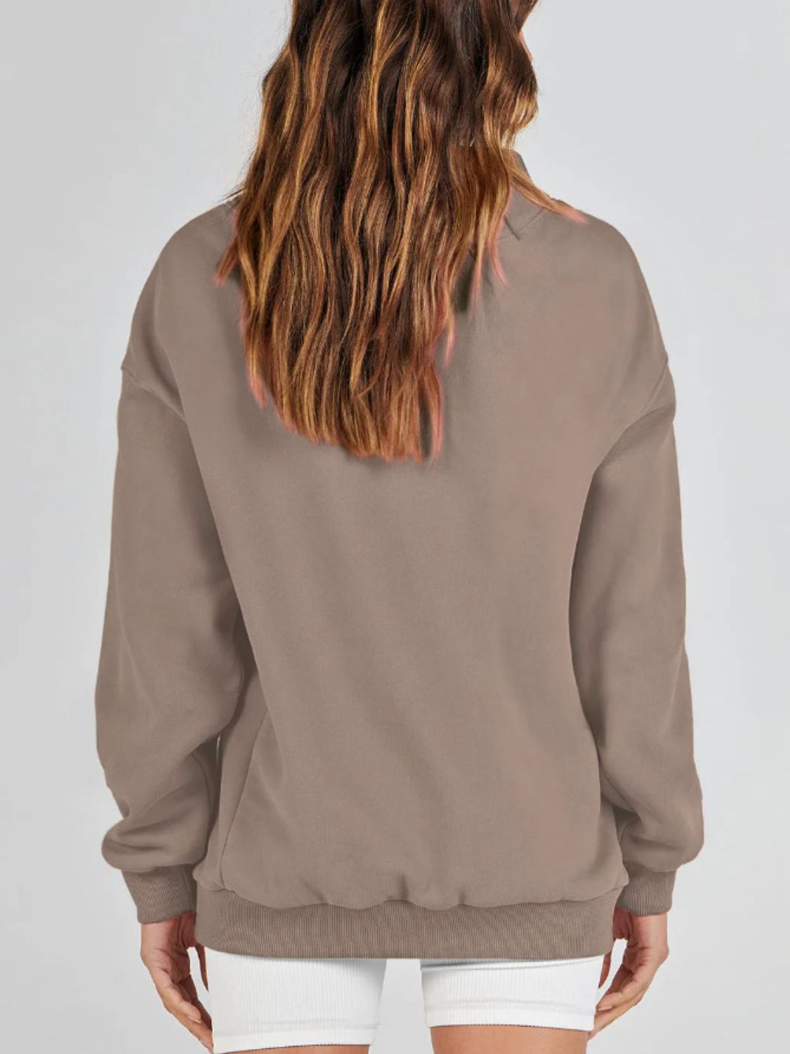 Blue Zone Planet |  Mock Neck Drop Shoulder Long Sleeve Sweatshirt