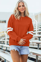 Orange Varsity Striped Detail Drop Shoulder Oversized Sweatshirt