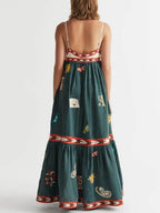 Vibrant Summer Fun Sleeveless Printed Midi Dress - Perfect for Vacations & Casual Outings