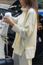 Comfortable Long Sleeve Sweatshirt & Casual Pocket Trousers Two-Piece Set for Women