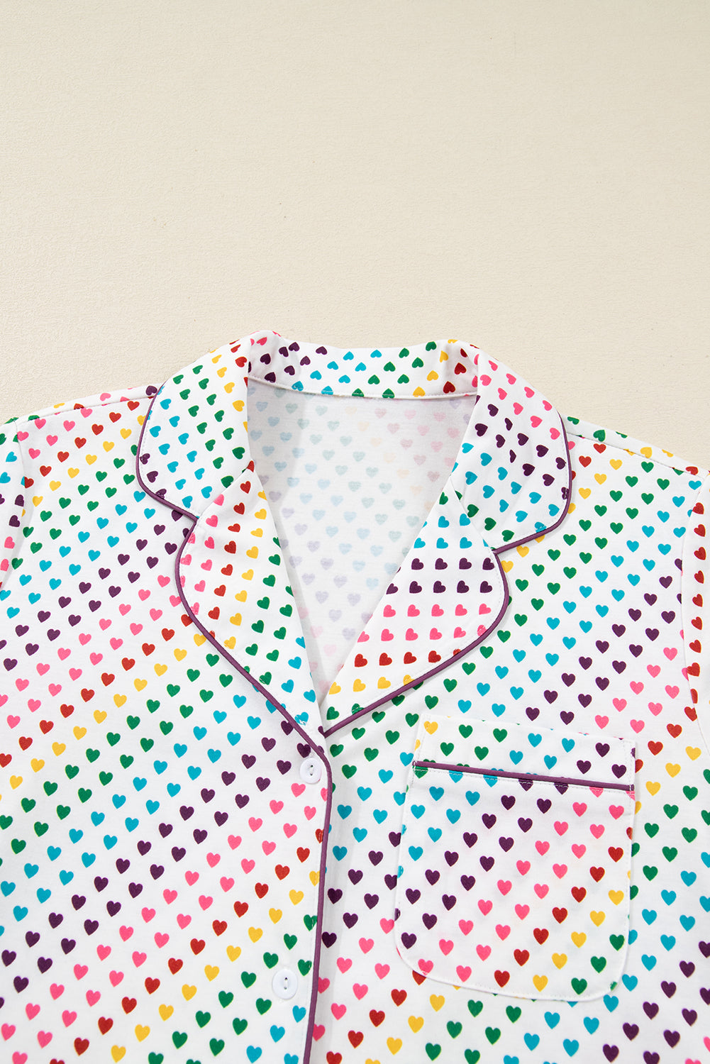 Romantic White "Love Heart" Print Valentines Long Sleeve 2-Piece Pajama Set for Couples