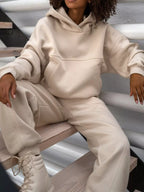 Solid Exposed Seams Hoodie and Joggers Activewear Set