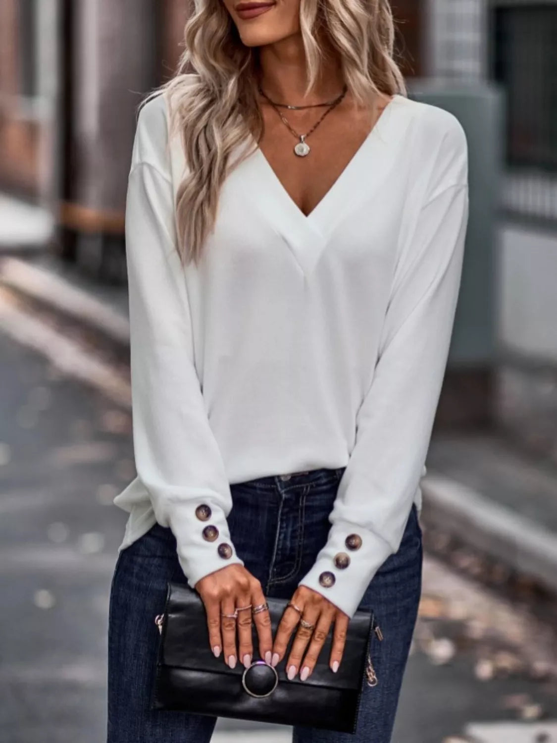 V-Neck Long Sleeve T-Shirt
