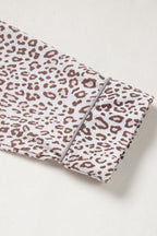 White Leopard Print Long Sleeve and Pants Pajamas Set