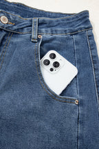 Ashleigh Blue Stitched Raw Hem Wide Leg Loose Jeans