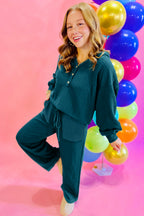 Skobeloff Waffled Textured Raw Edge Patchwork 2pcs Loose Pant Set