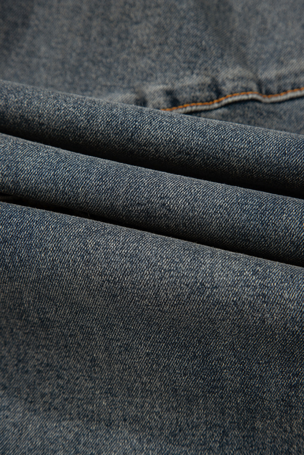 Sail Blue Exposed Stitching Loose Straight High Waist Jeans