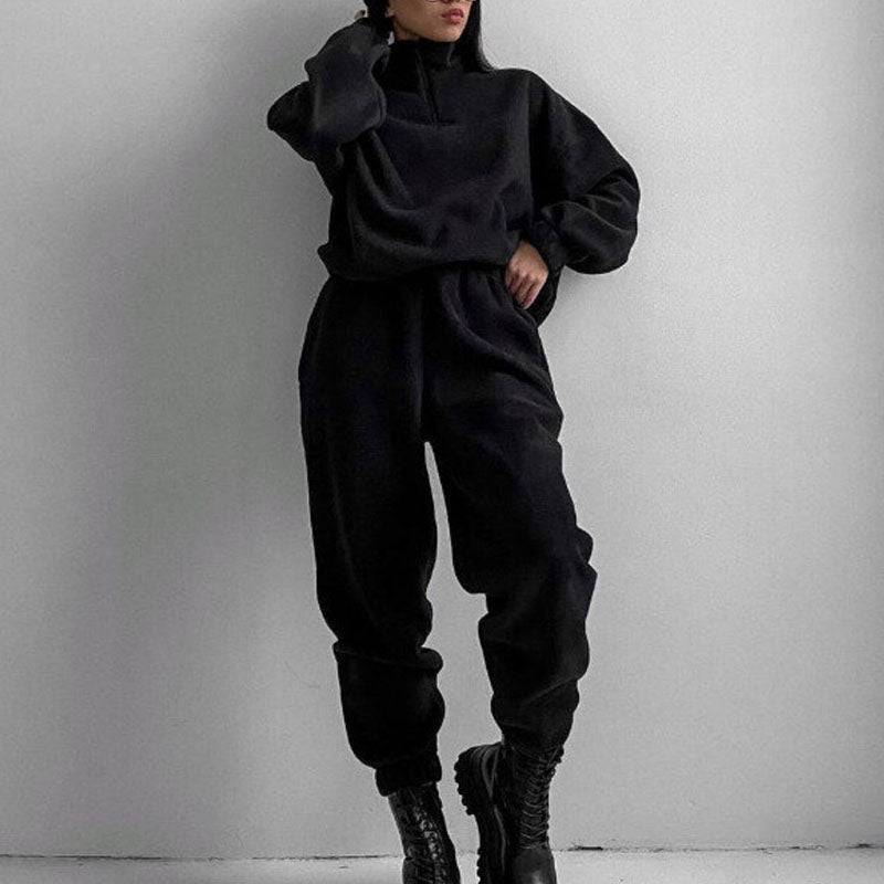 Chic Casual Stand Collar Two-Piece Set for Autumn/Winter