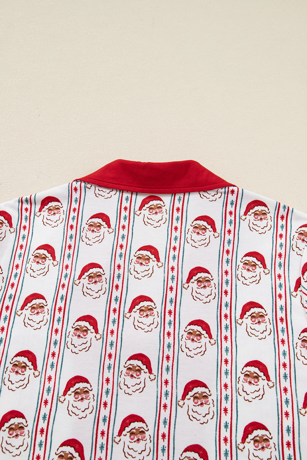 Festive White Santa & Stripes Ruffle Pajama Set for Cozy Holiday Nights