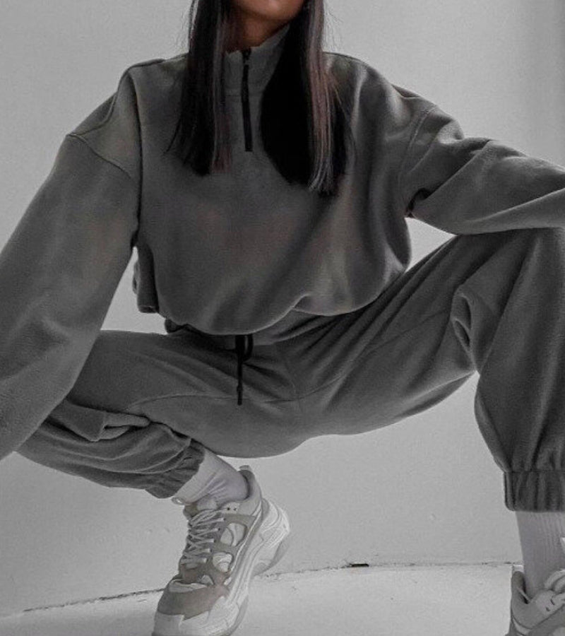 Chic Casual Stand Collar Two-Piece Set for Autumn/Winter