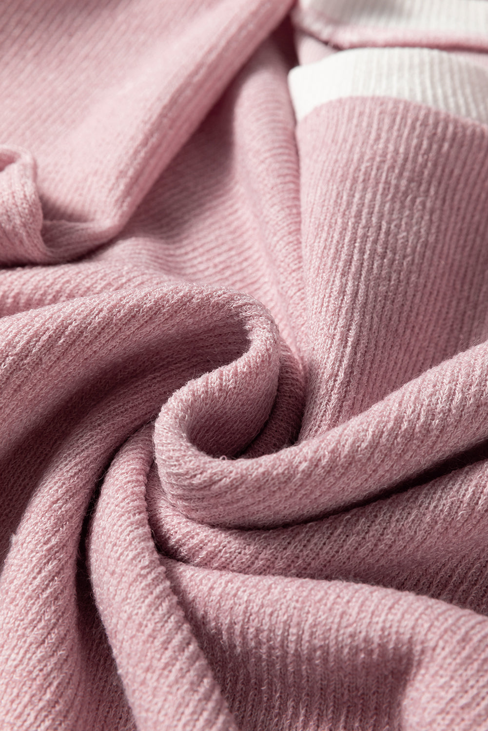 Light Pink Contrast Color Trim Knit Drop Shoulder Loose Top