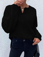 Blue Zone Planet |  Notched Long Sleeve Sweater