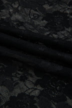 Black Sheer Floral Lace Mesh Mock Neck Long Sleeve Top