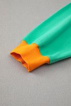 Rose Red 2pcs Color Block Pullover Loose Pant Set