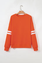 Orange Varsity Striped Detail Drop Shoulder Oversized Sweatshirt