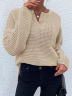 Blue Zone Planet |  Notched Long Sleeve Sweater
