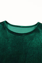 Evergreen Sequin Puff Sleeve High Waist Tiered Velvet Mini Dress