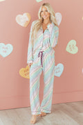 Romantic White "Love Heart" Print Valentines Long Sleeve 2-Piece Pajama Set for Couples