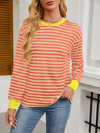 Striped Long Sleeve Casual T-Shirt