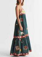 Vibrant Summer Fun Sleeveless Printed Midi Dress - Perfect for Vacations & Casual Outings