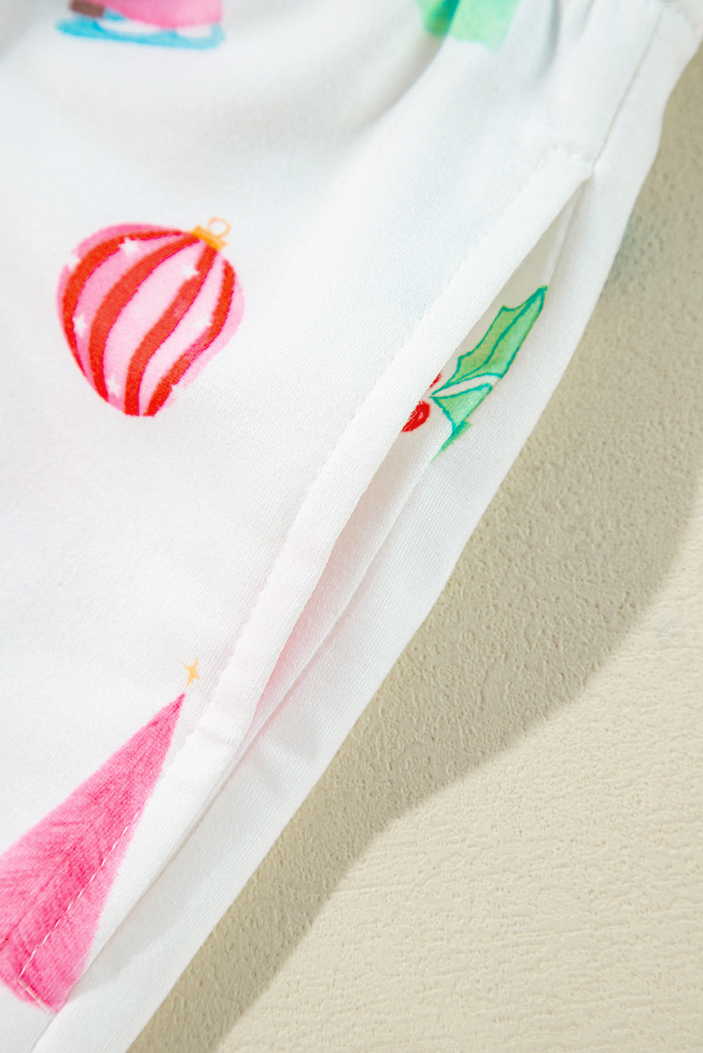 Festive White Christmas Print Short Sleeve Shirt and Shorts Pajama Set for Cozy Lounging