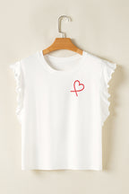 Red Ruffled Tank Top & Heart Print Pants - Cozy & Stylish Lounge Set for Women