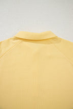 Yellow Cream Button Collar Drop Shoulder Pullover and Shorts 2pcs Outfit