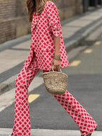 Elegant Printed Two-Piece Suit Set for Women - Casual, Holiday, and Going Out