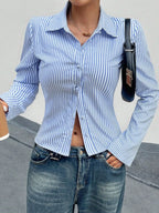Kim's Striped Button Up Long Sleeve Shirt