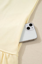 Beige Double Tiered Ruffle Hem Long Sleeve Loose Mini Dress