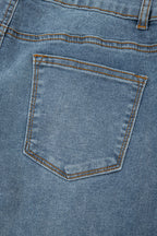 Dusk Blue 2 Button High Waist Piping Trim Bootcut Jeans