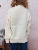 Bear Decoration Round Neck Sweater