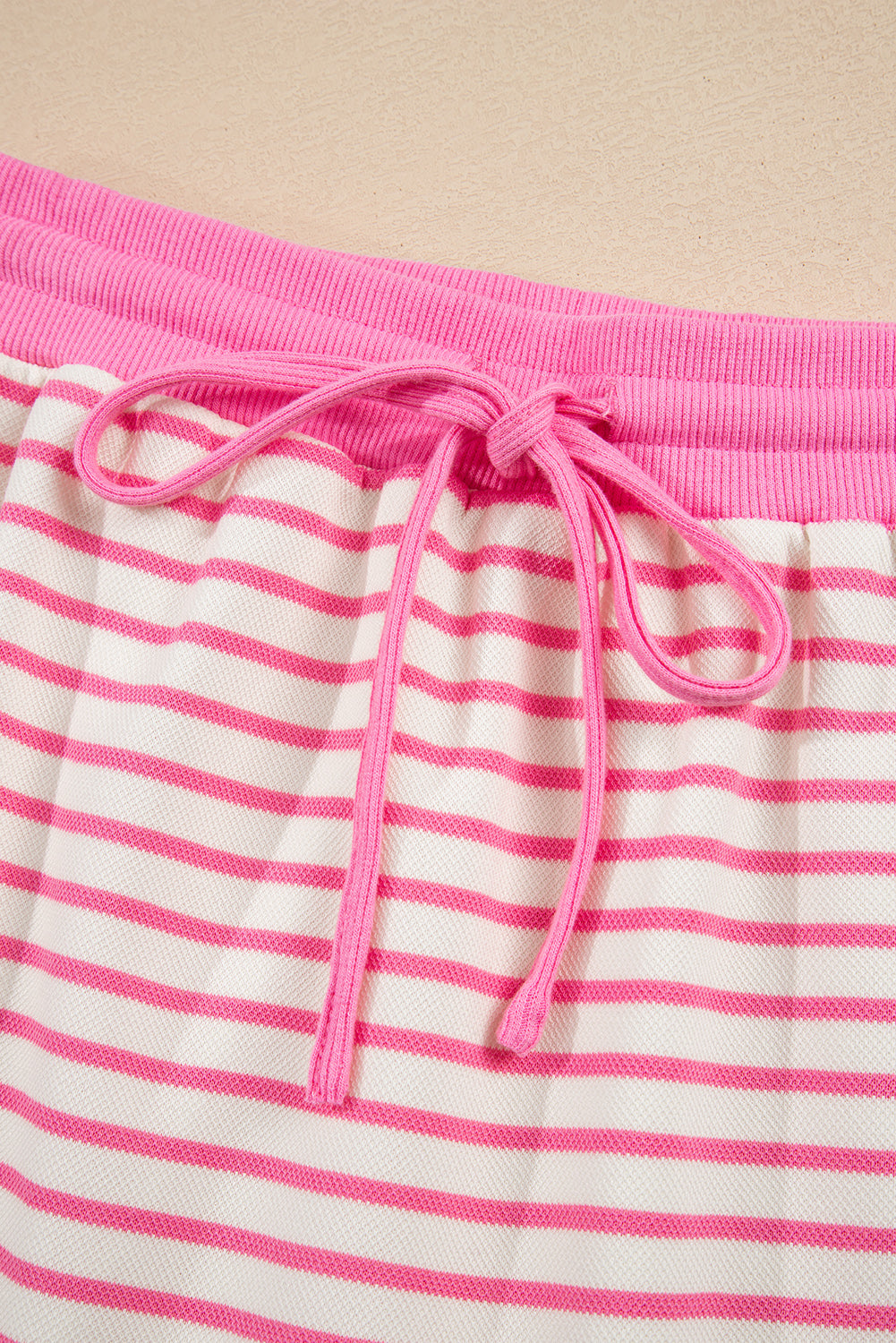 Pink Stripe Collared V Neck Drop Shoulder Pullover and Skort 2pcs Outfit