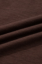 Dark Brown Sheer Lace Patchwork Casual Long Sleeve Tee