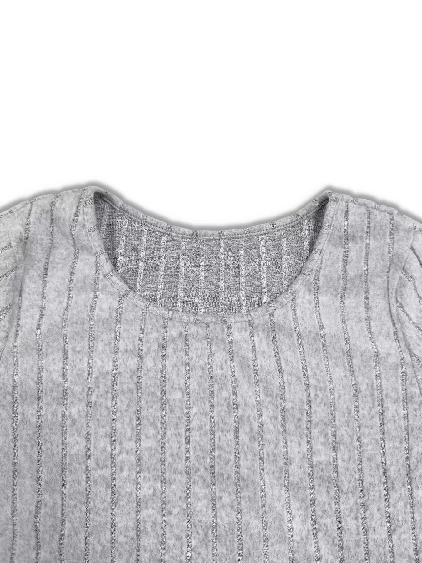 Plus Size Ribbed Knit Long Sleeve Split Dress & Leggings Set