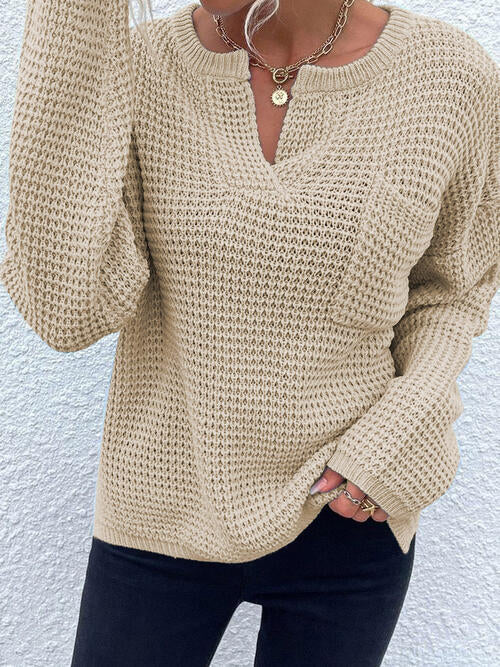 Blue Zone Planet |  Notched Long Sleeve Sweater