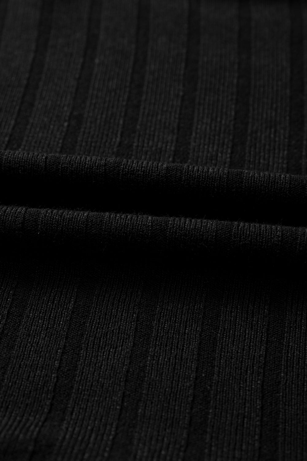 Black Frilled Neck Ribbed Knit Patchwork Long Sleeve Mini Dress