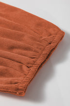 Cinnamon Bracelet Sleeve Split Neck Scallop Detail Pleated Corduroy Mini Dress