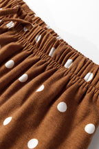 Brown Polka Dot Print Long Sleeve Shirt and Pant 2-Piece Pajama Set for Women - Comfortable Sleepwear