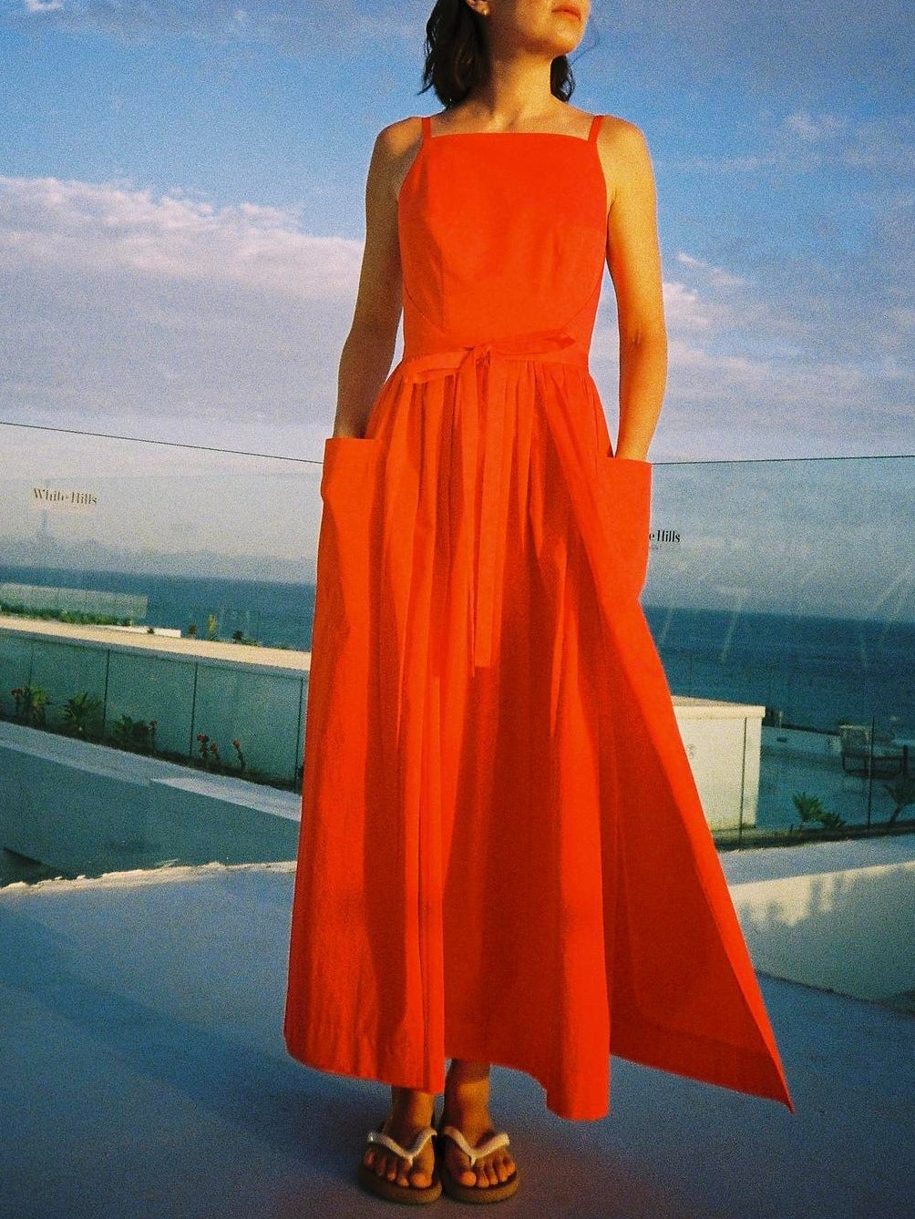 Multi-Colored Sun Waist Midi Dress with No Side Seams - Effortless Chic & Vacation Ready