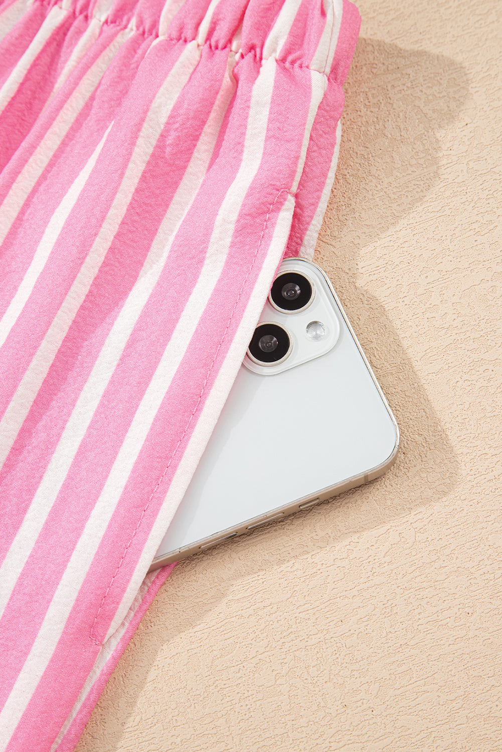 Pink Stripe Buttoned Front Long Sleeve Top and Pants 2 Piece Sleepwear